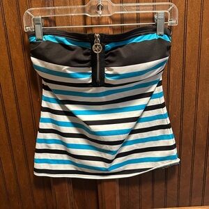 Michael Kors Striped Tankini Top with Zipper